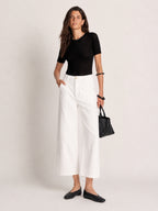Curved Seam Cropped Cotton Jeans