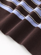 Striped Knit Polo Top