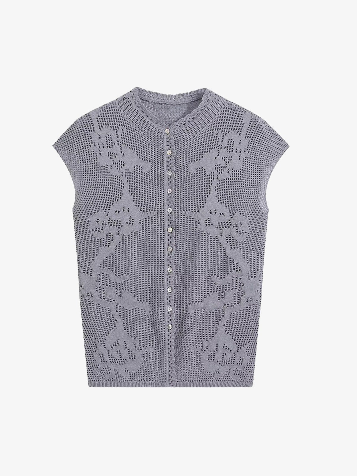 Floral Openwork Knit Top