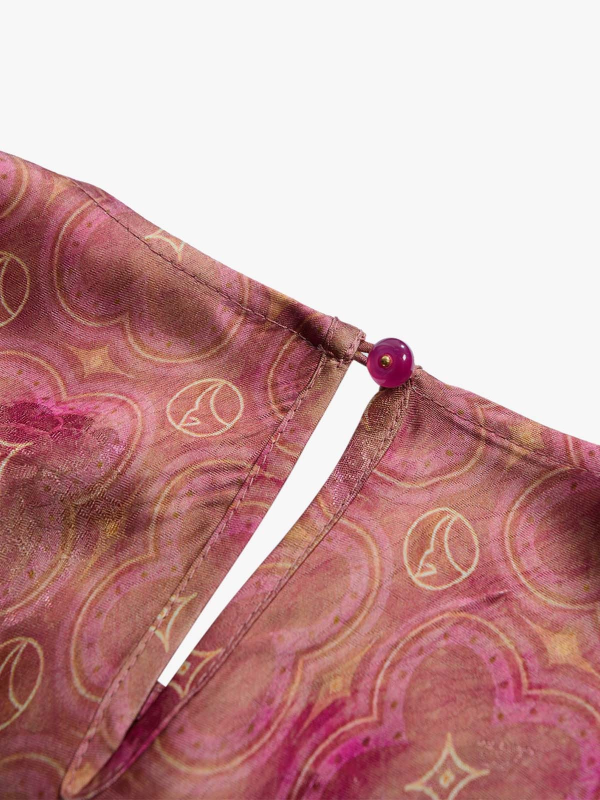 Rose Pink Abstract Motif Sleeveless Maxi Dress