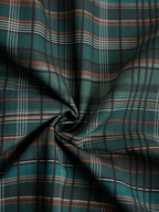Baumwoll-Karo-Maxikleid mit durchgehender Knopfleiste und tiefem V-Ausschnitt