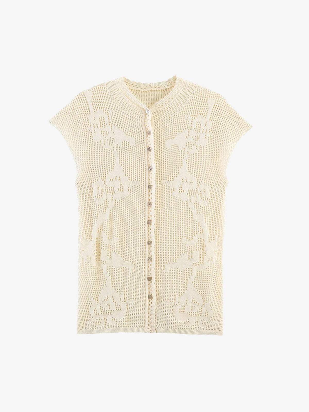 Floral Openwork Knit Top