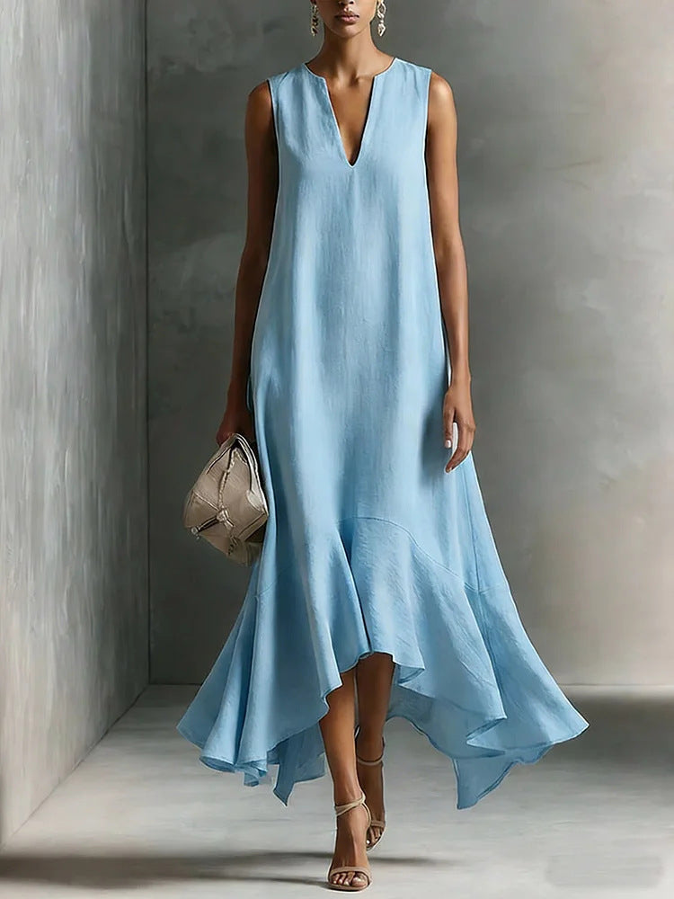 Sleeveless Asymmetrical Maxi Dress