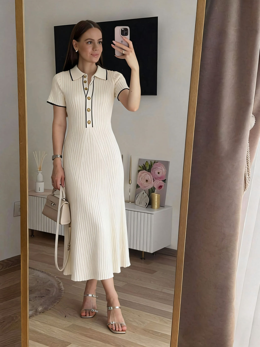 Knitted Collar Slim-fit Dress