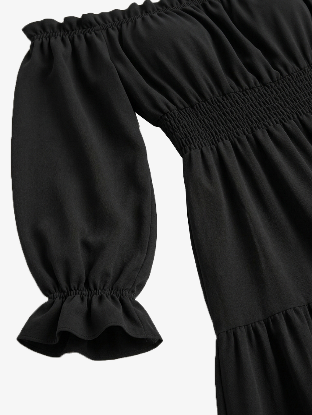 Boho Off-Shoulder Smocked Slit Maxi Dress