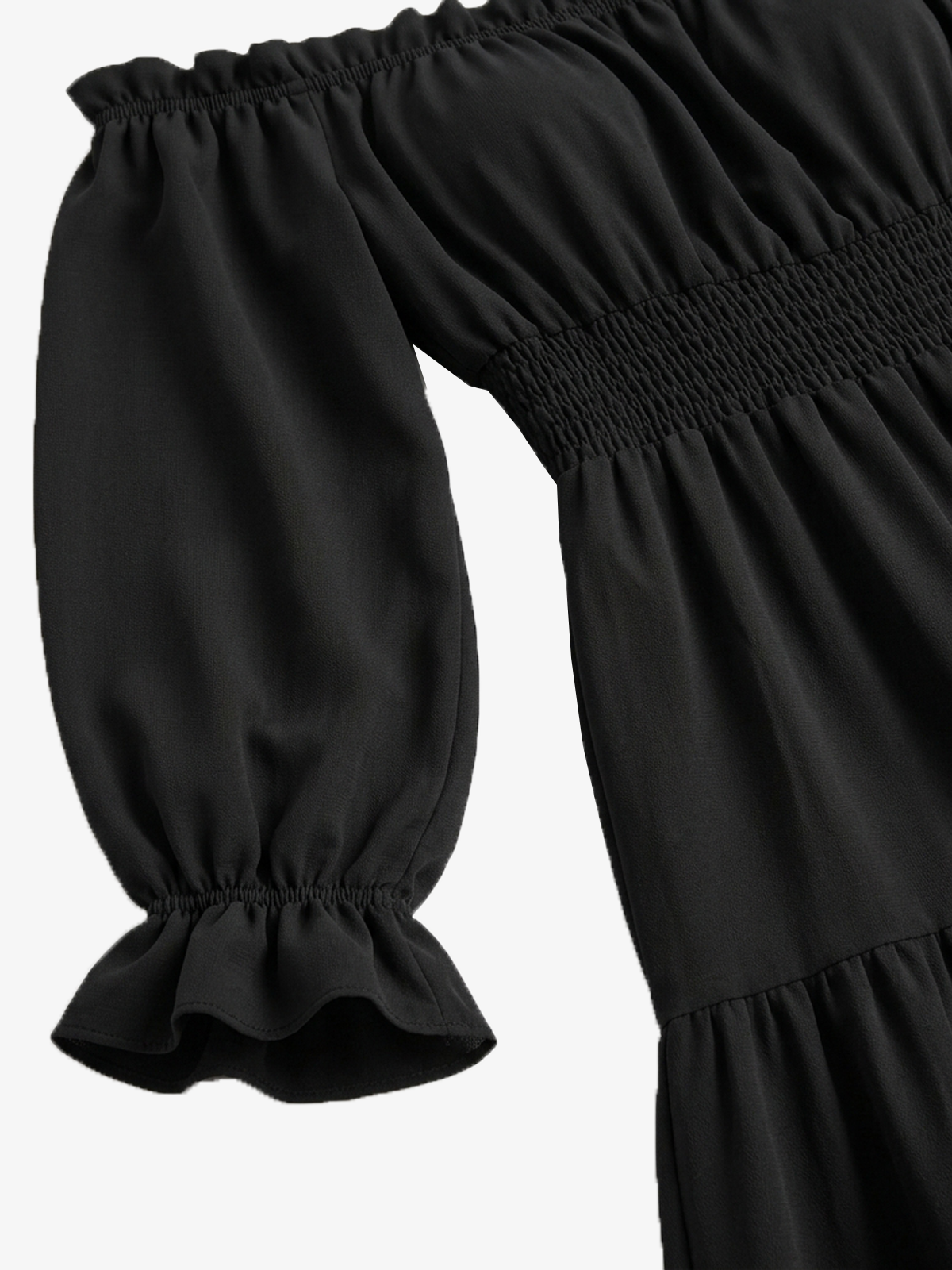 Boho Off-Shoulder Smocked Slit Maxi Dress