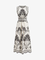 Floral Cut Out Waist Midi Dress