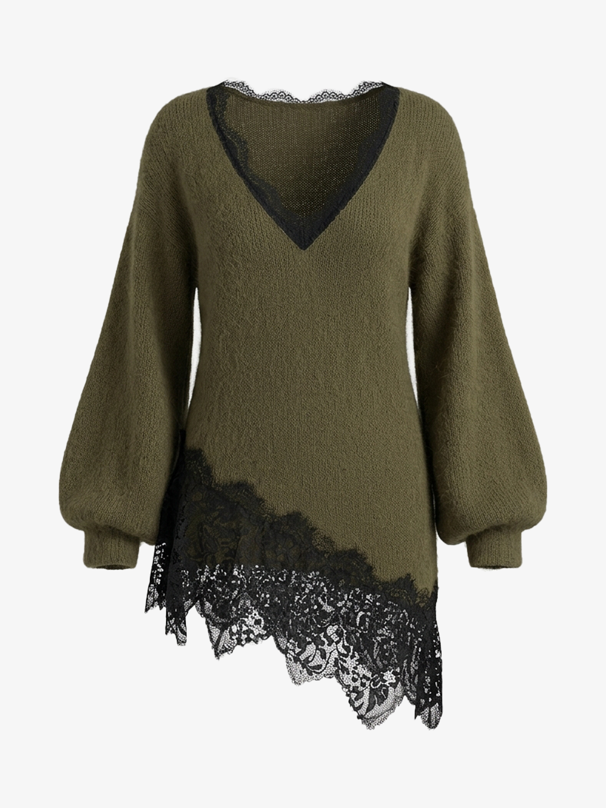 Elegant Lace Patchwork Mini Knit Dress