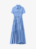 Tiered Cotton Linen Shirt Dress