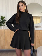 Faux Fur Collar Knit Mini Dress