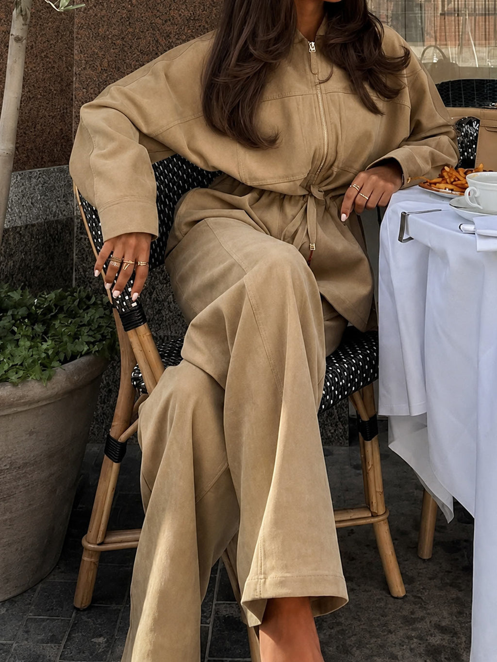 Long-sleeve Drawstring-waist Jacket