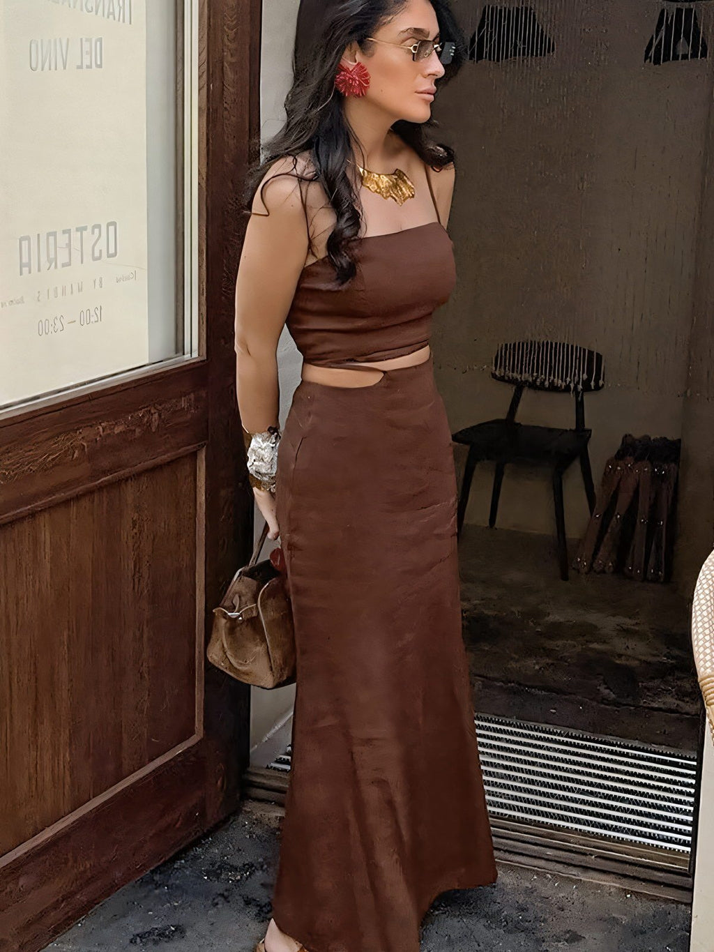Cut Out Camisole Two Piece Set