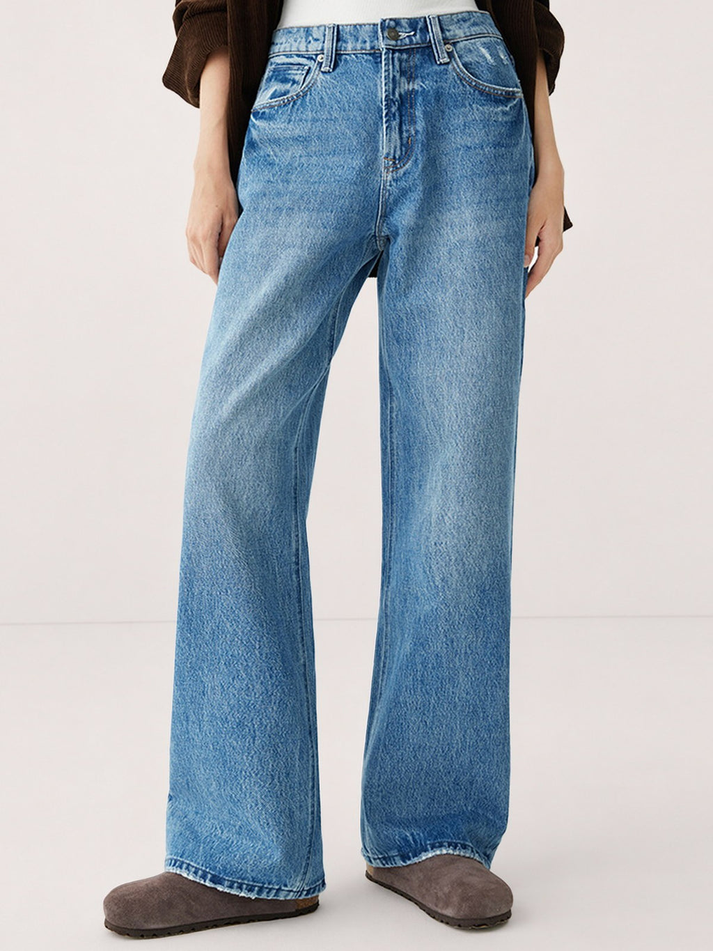 Light Wash High-Rise Wide-Leg Jeans