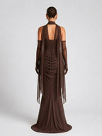 Strapless Mesh Two-Piece Evening Maxi Dress