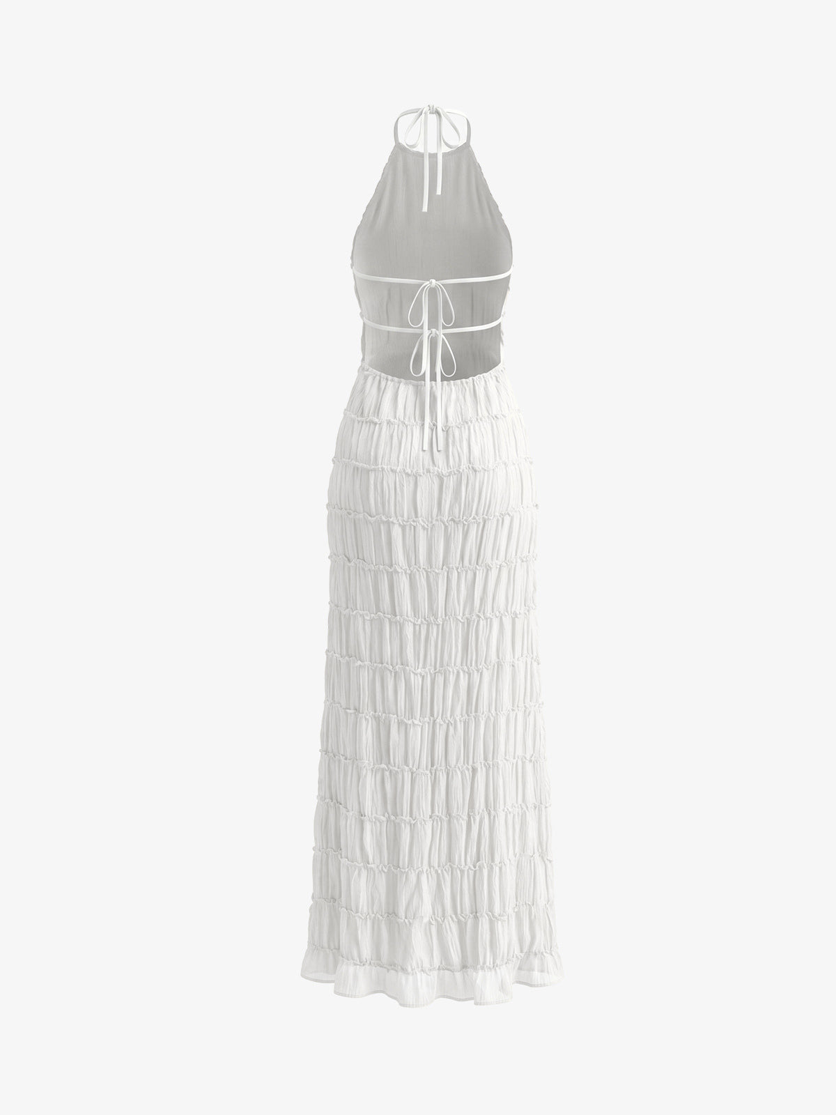Robe longue froncée dos nu à col licou