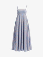 Striped Print Strapless Camisole Maxi Dress