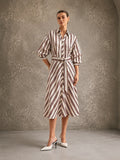 Stripe Belted Midi Shirt Dress
