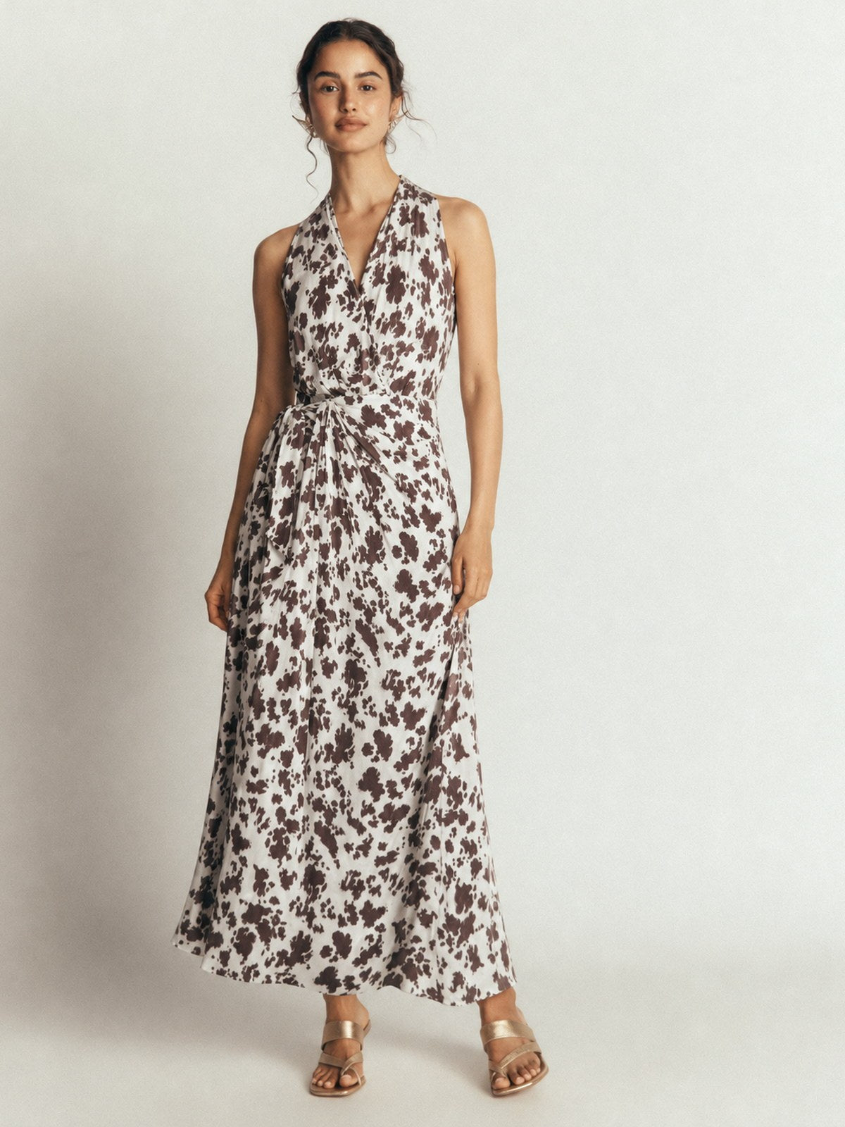 Floral Twist-Front Maxi Dress
