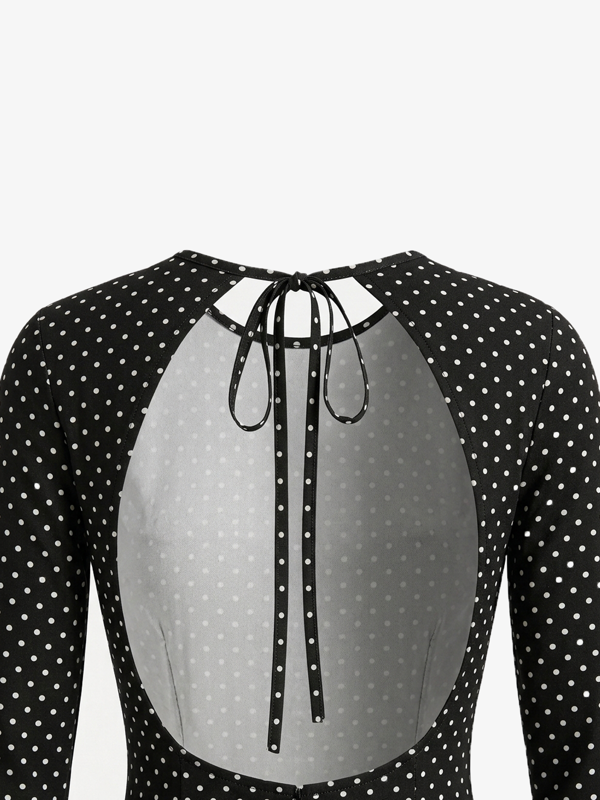 Polka Dot Flare Sleeve Backless Maxi Dress