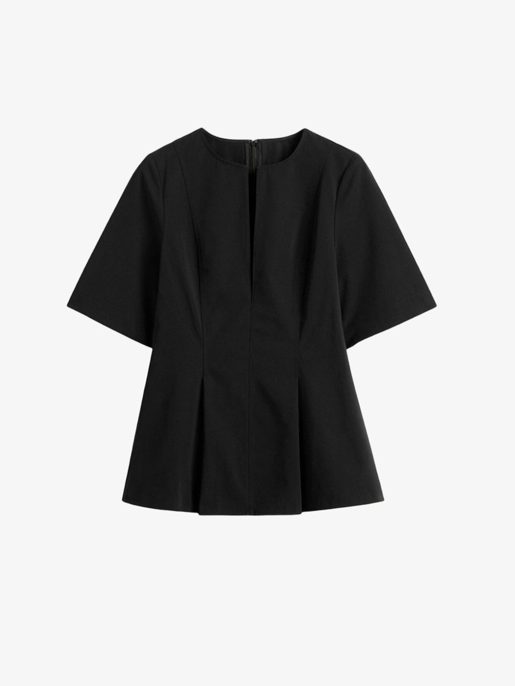 Split-Neck Cotton Tailored Blouse