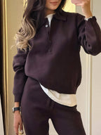 Collared cotton Trouser Set