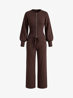 Zip-Up Knit Slim-Fit Two-Piece Set