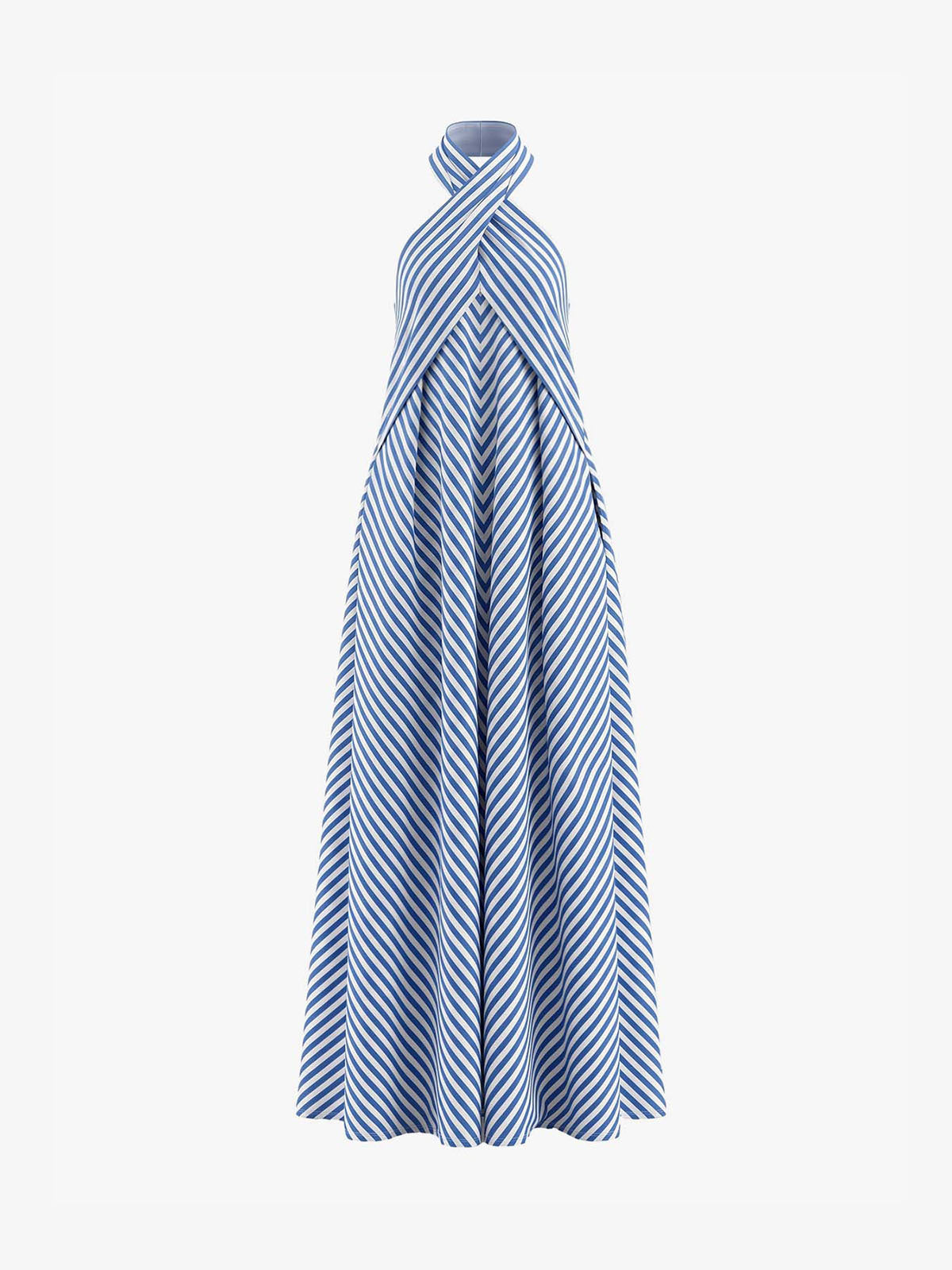 Striped Halter Neck Maxi Dress
