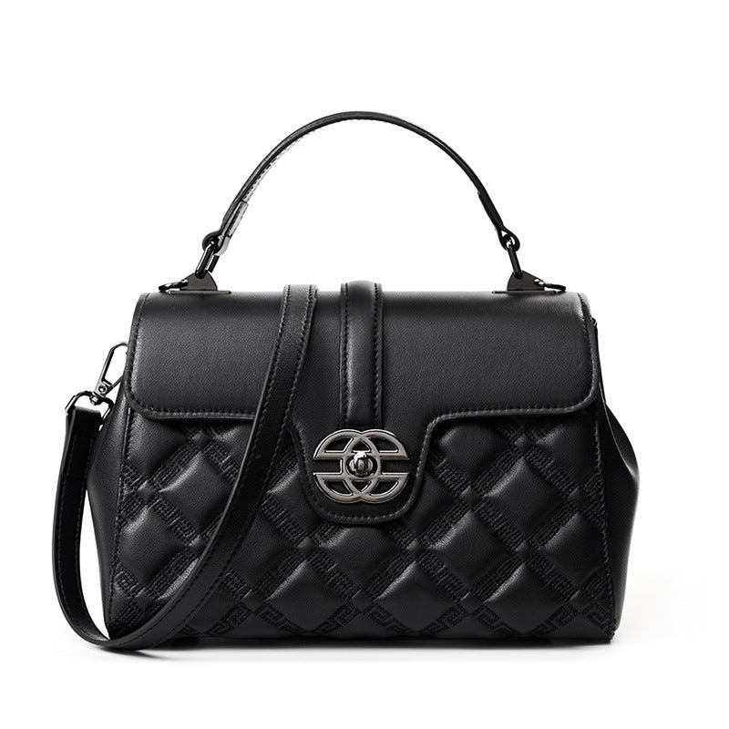Structured Leather Top Handle Bag