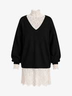 Elegant Lace Patchwork Knit Dress