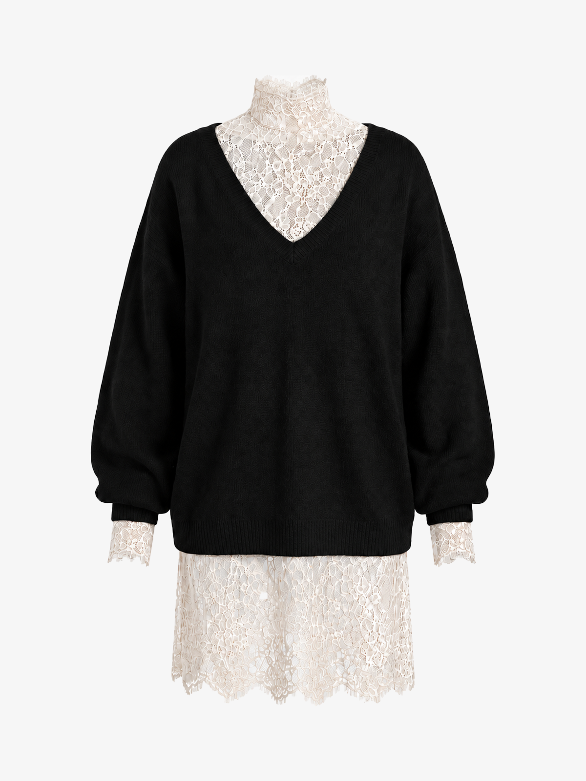 Elegant Lace Patchwork Knit Dress