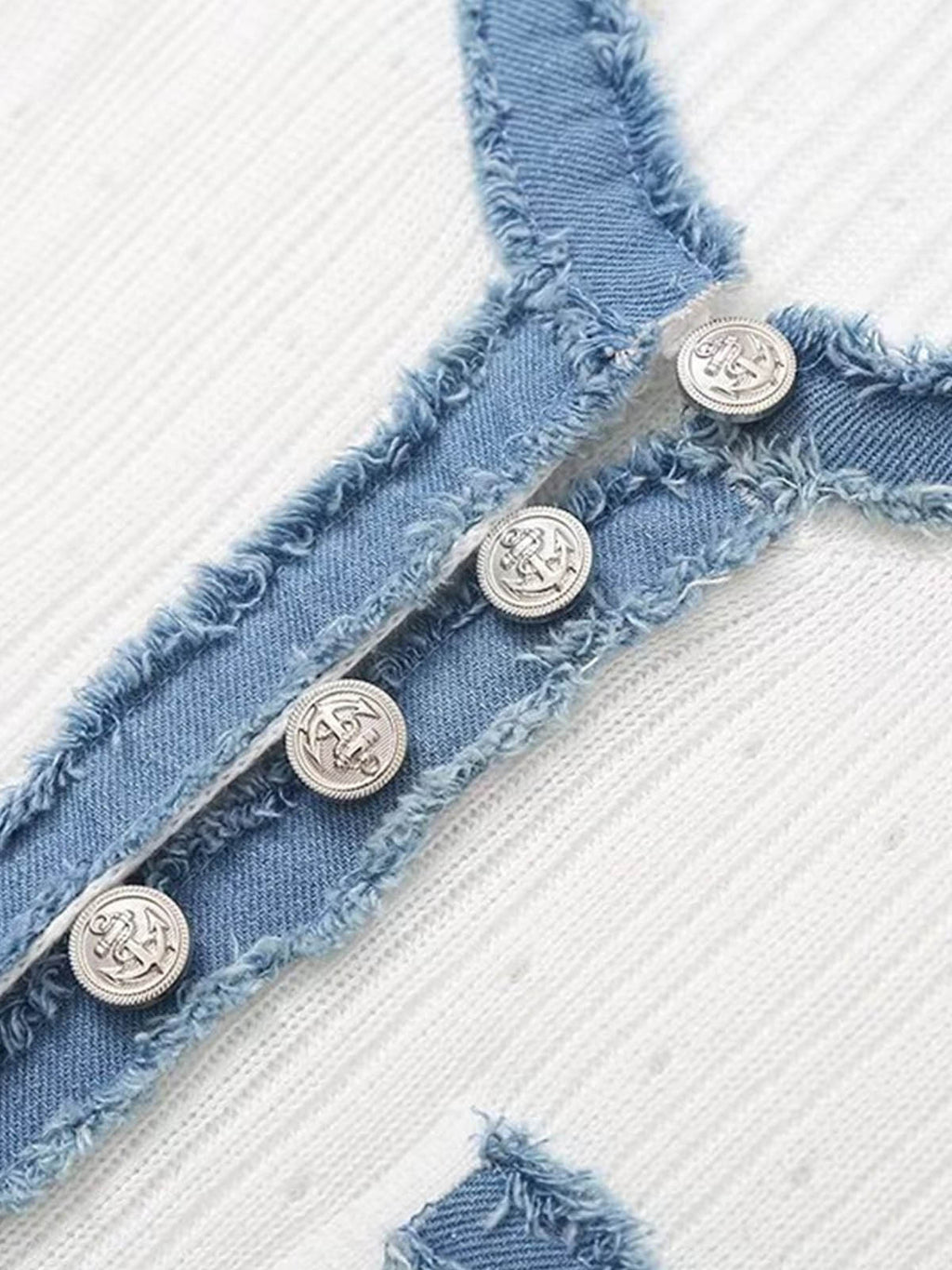 Ribbed Knit Denim Trim Midi Dress