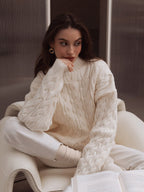 Mock-Neck Cable-Knit Sweater