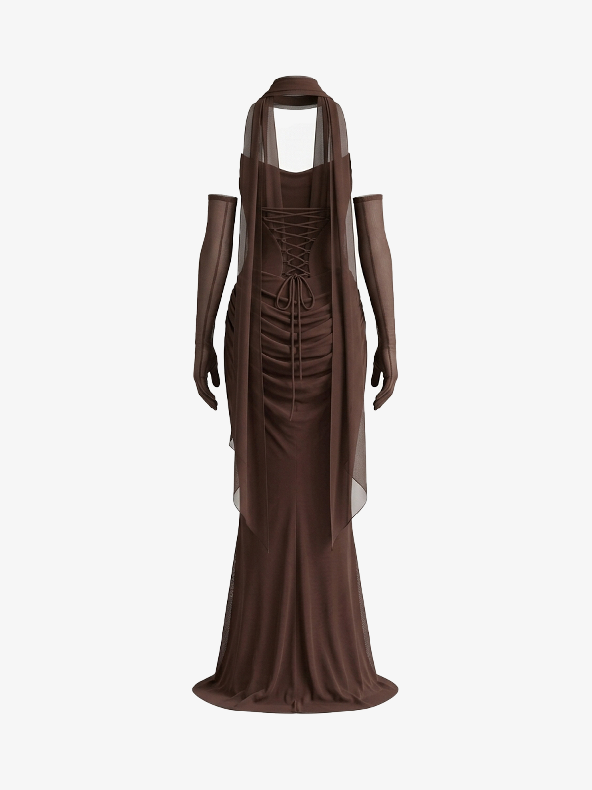 Strapless Mesh Two-Piece Evening Maxi Dress