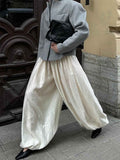 Linen Blend Pleated Wide Leg Trousers