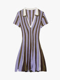 Striped V Neck Mini Dress
