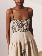Embroidered Floral Blend Camisole Midi Dress