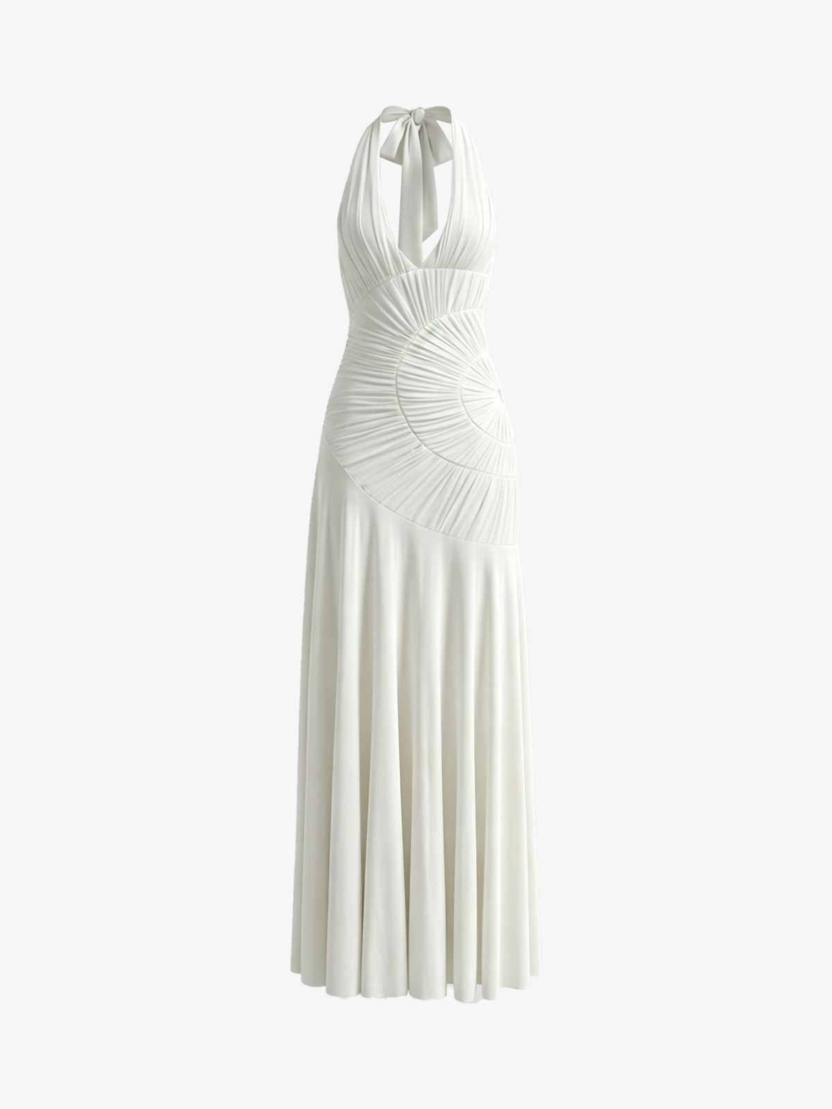 Deep V-Neck Backless Halter Neck Sleeveless Dress