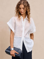 Camicia casual in lino con vita elasticizzata