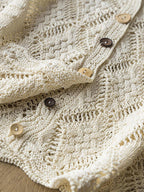 V-Neck Openwork Linen-Blend Paper Yarn Knit Vest
