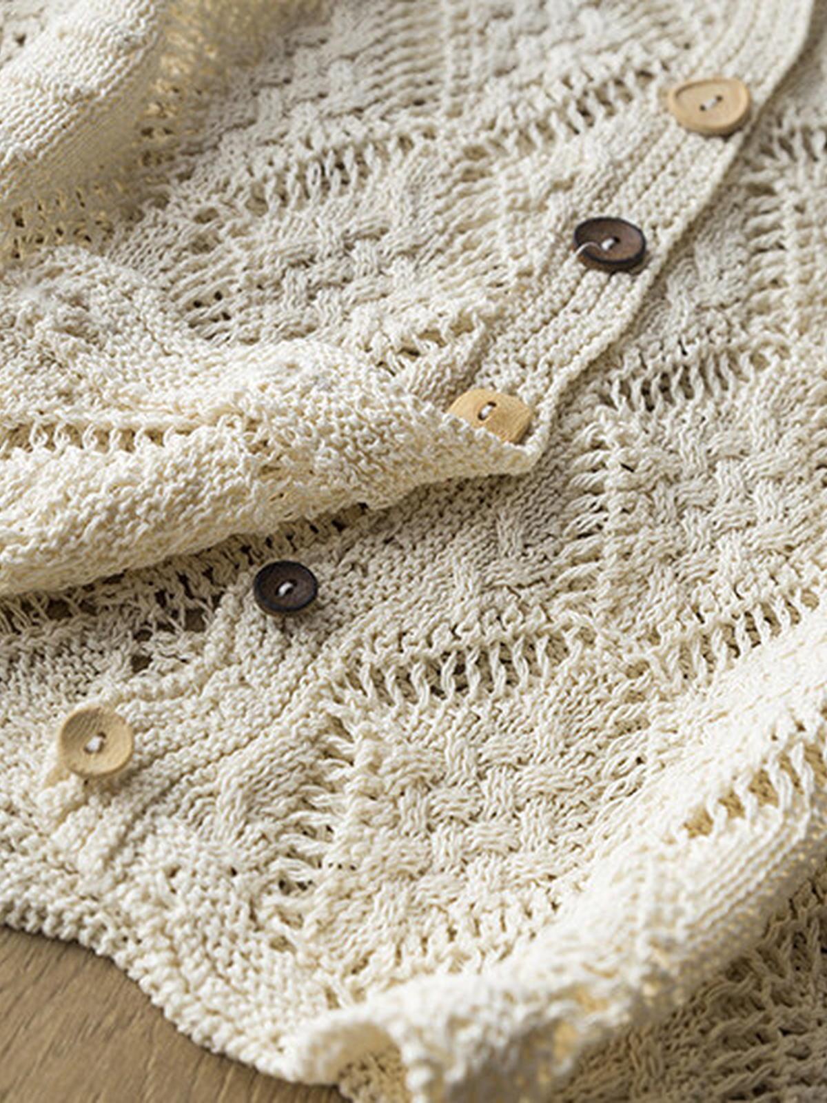 V-Neck Openwork Linen-Blend Paper Yarn Knit Vest