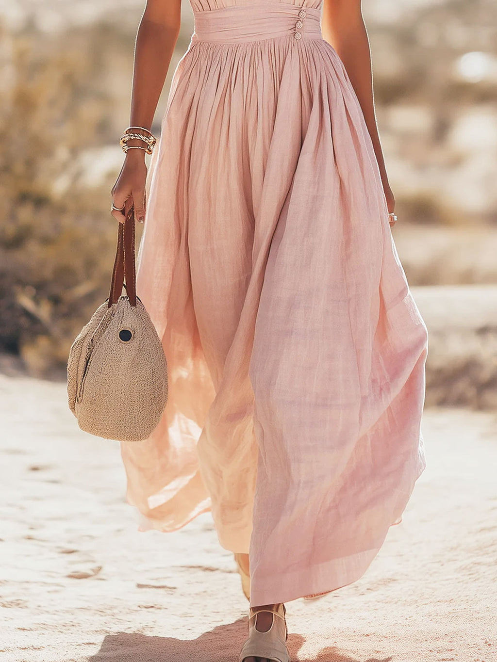 Boho V-Neck Sleeveless Maxi Dress
