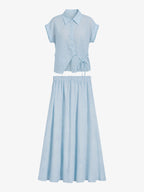 Tie-Waist Linen Shirt Set