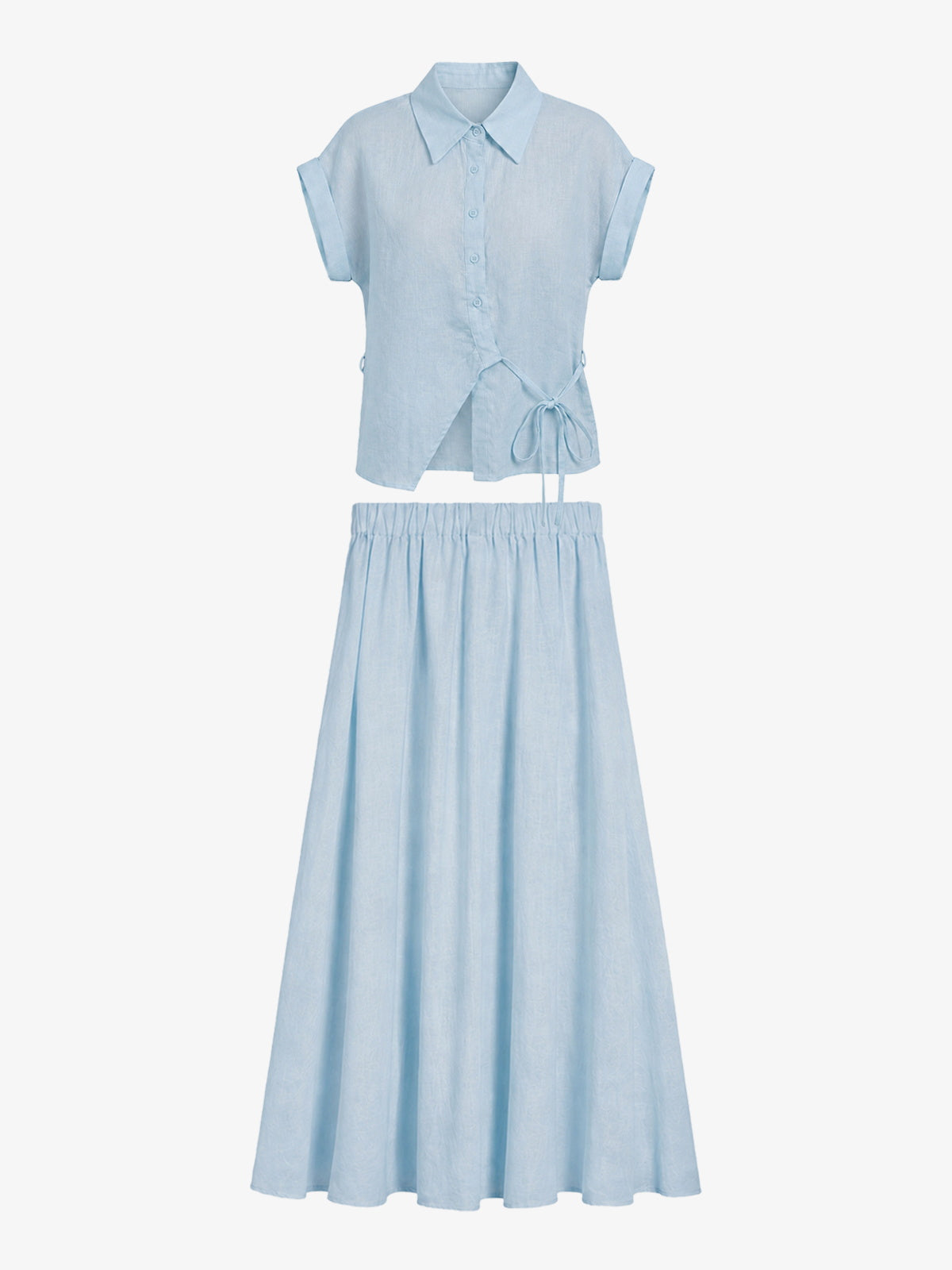 Tie-Waist Linen Shirt Set