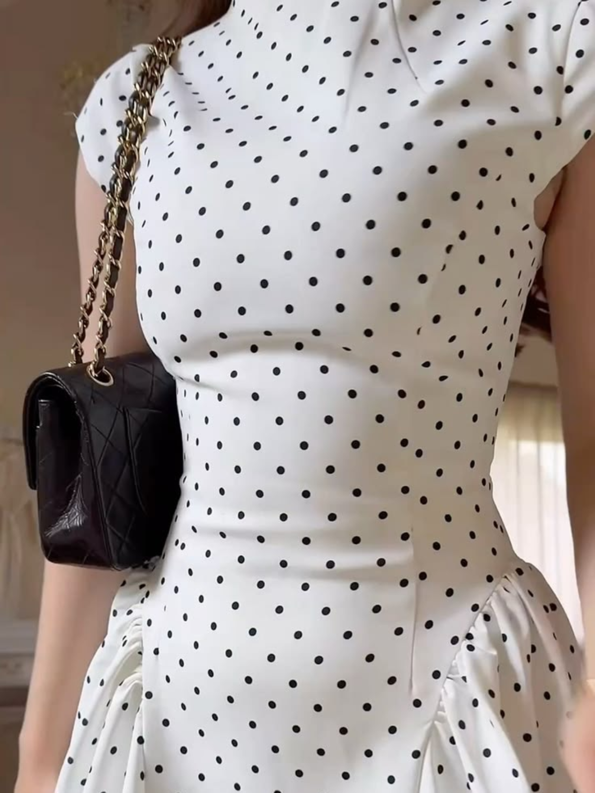 Polka Dot Fitted Maxi Dress