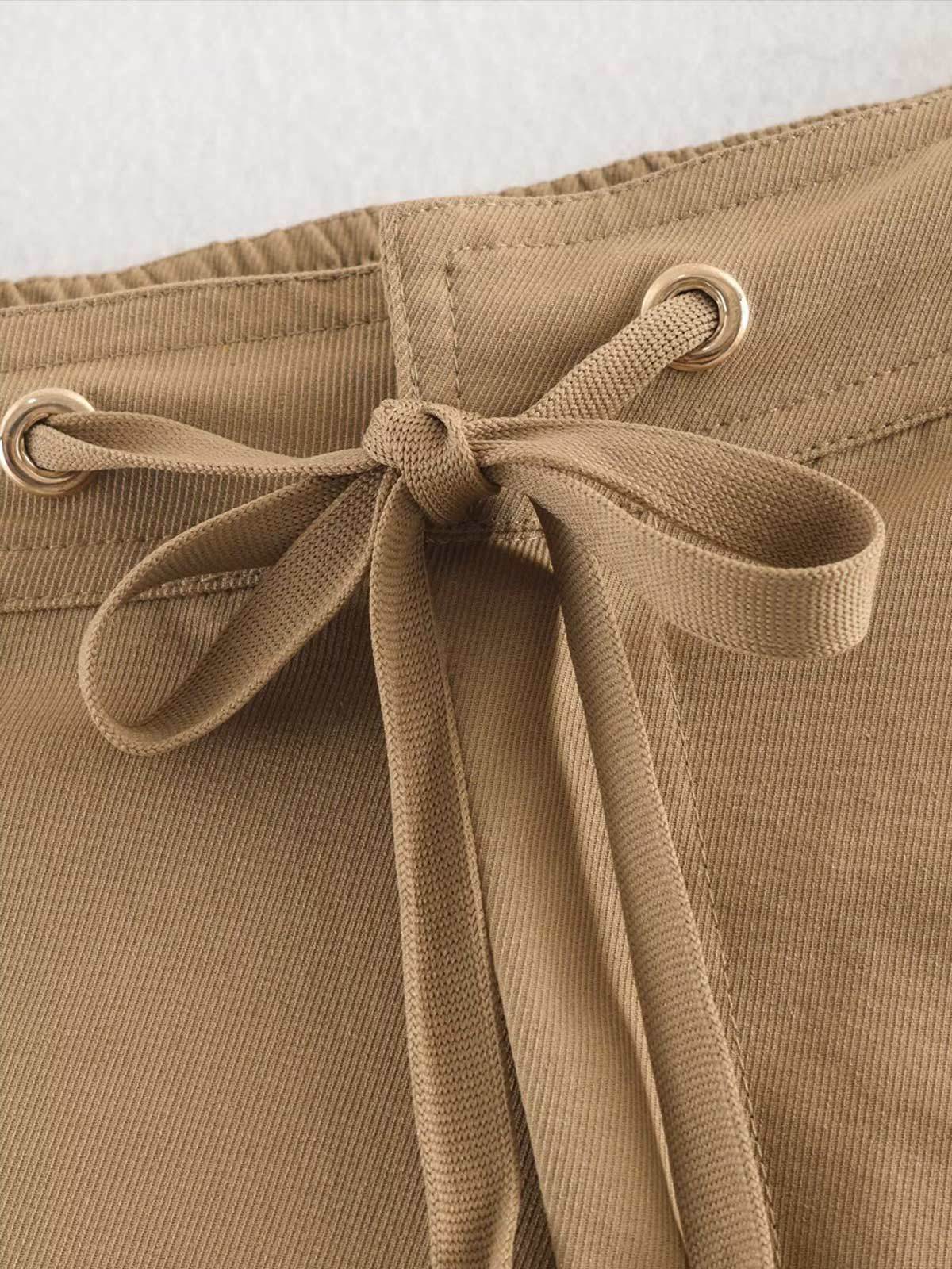 Drawstring Straight Leg Trousers