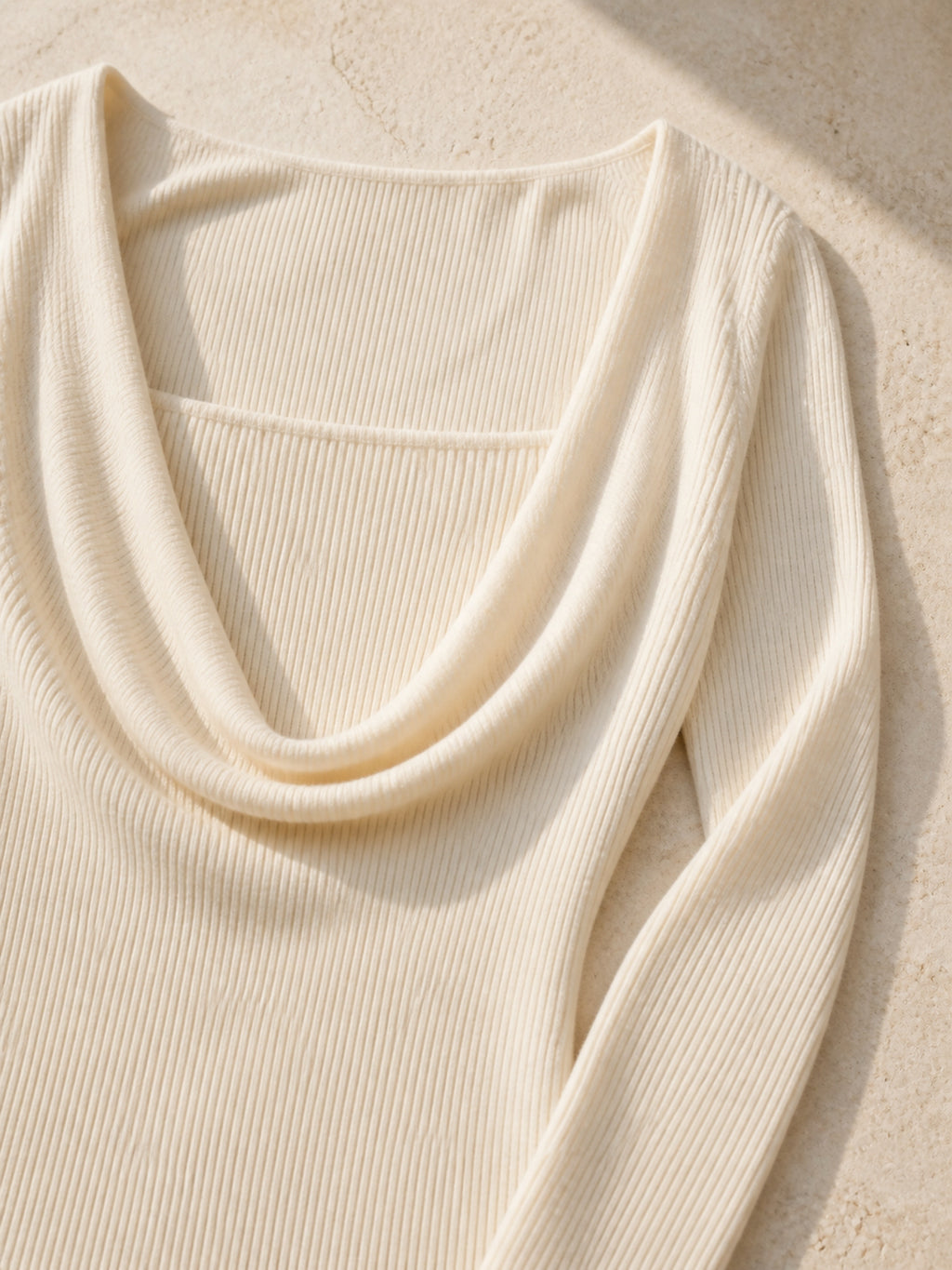 Cowl Neck Ribbed Knit Sweater