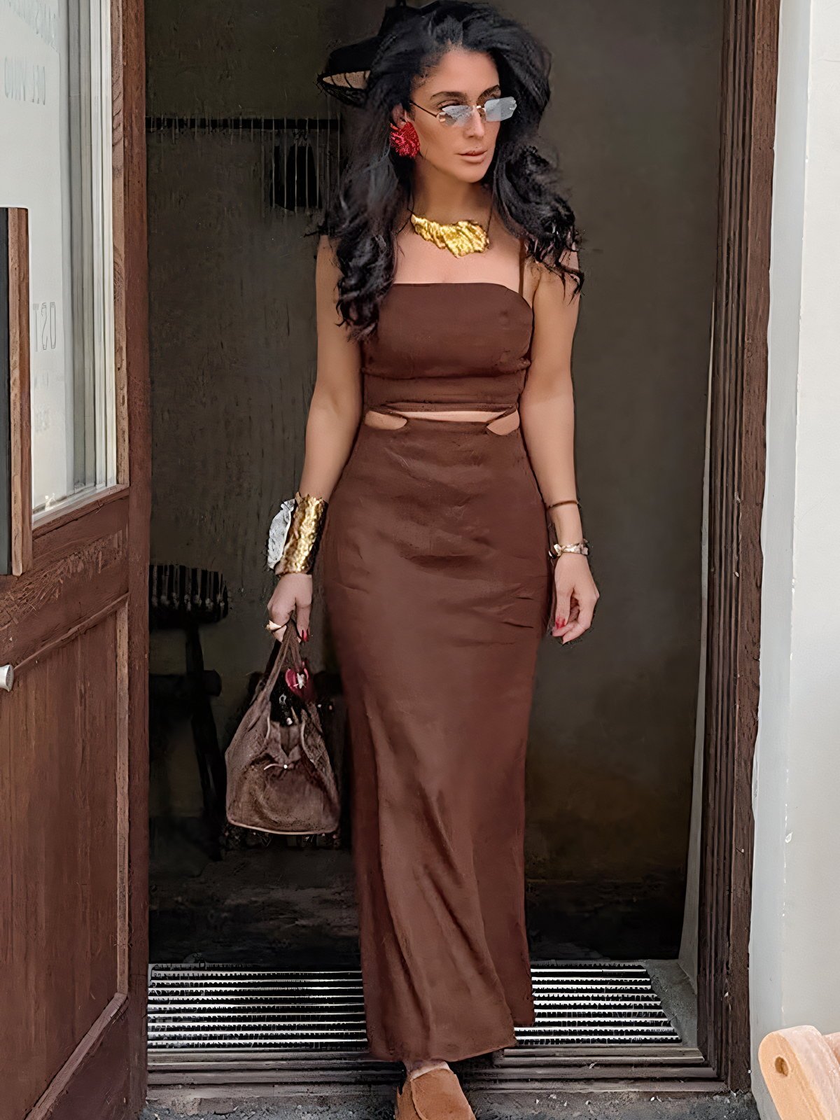 Cut Out Camisole Two Piece Set