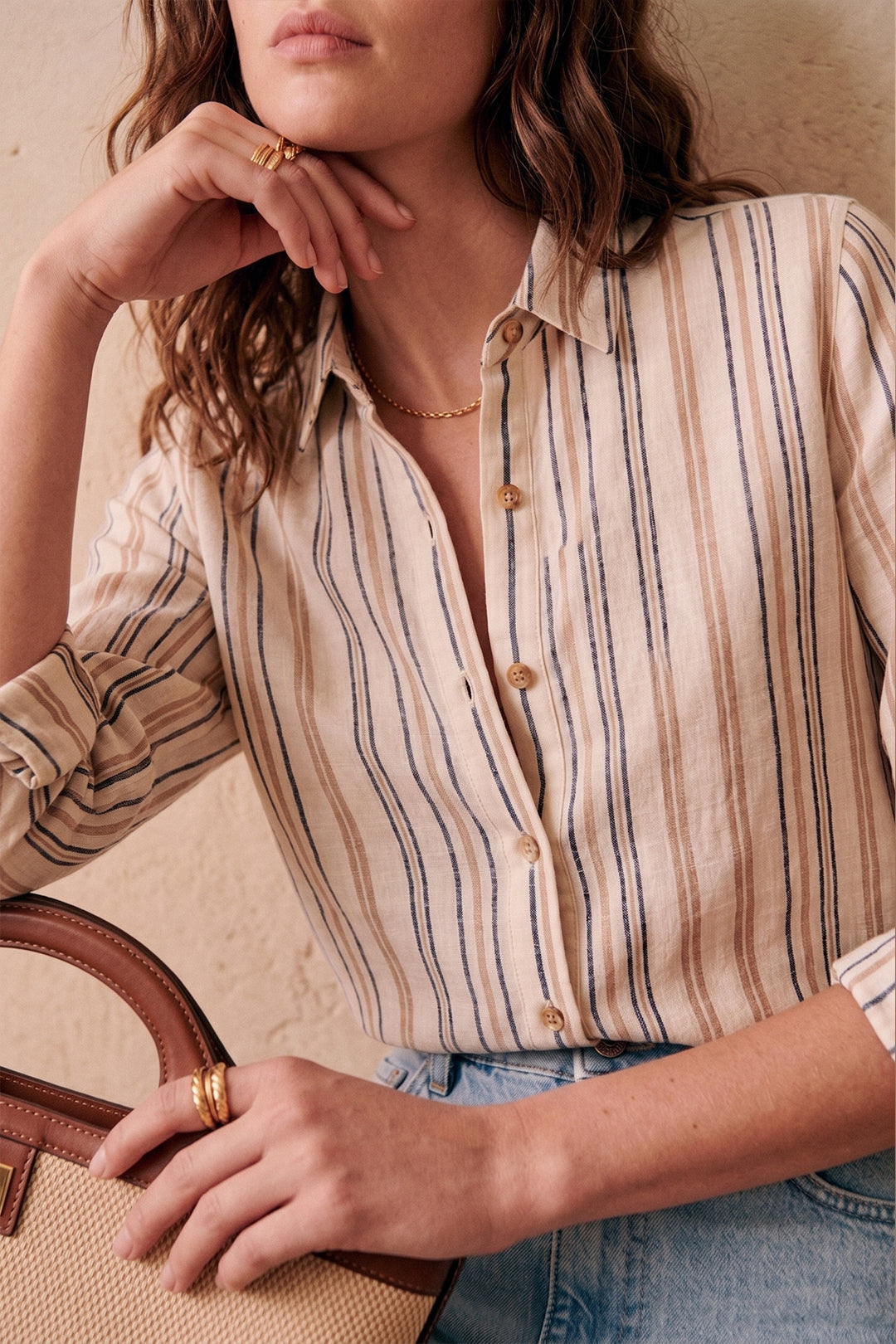The Tomboy Shirt In Multi-Stripe Linen