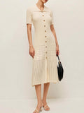 Collared Knit Button Down Midi Dress