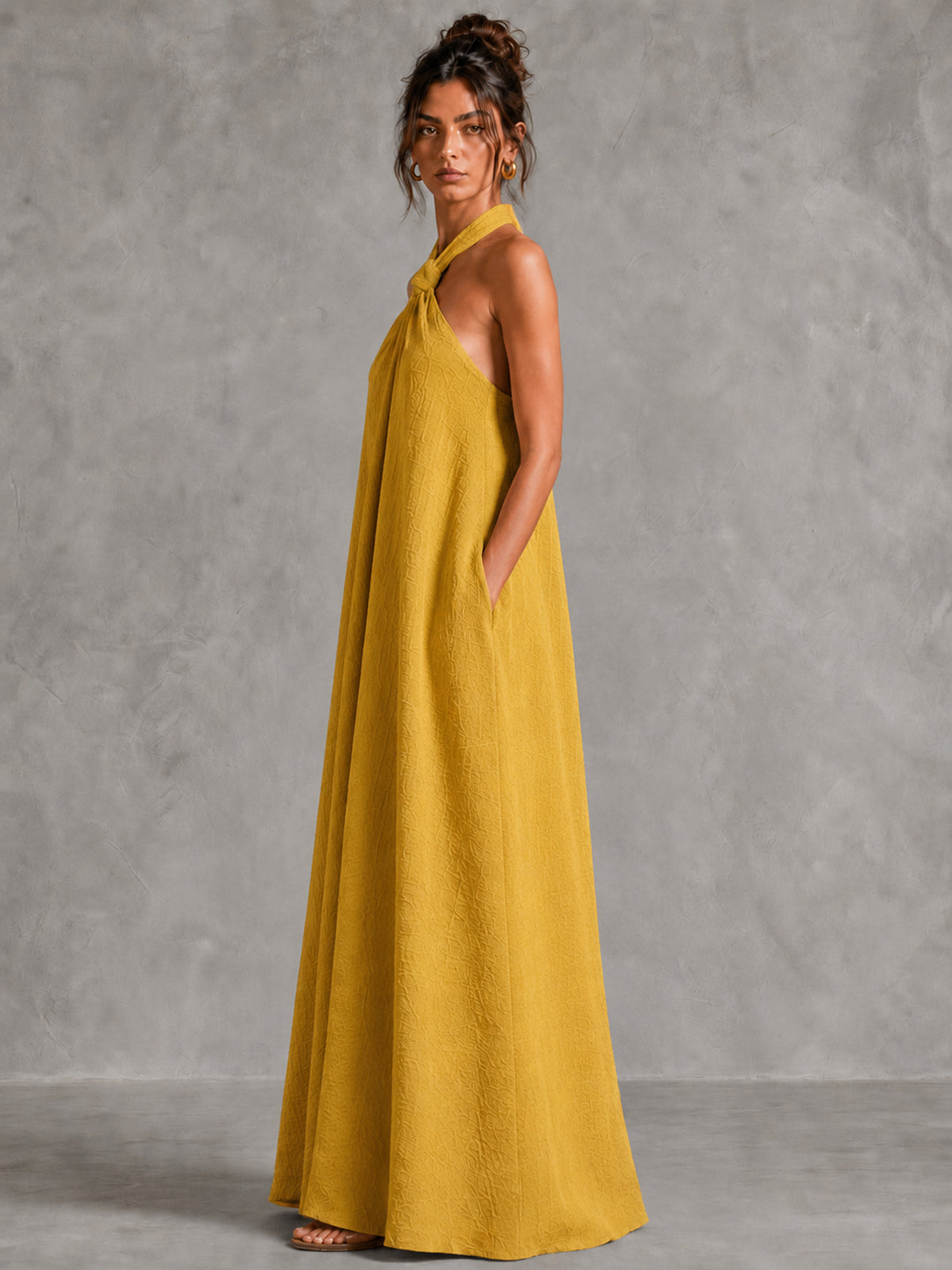 Twisted Halter Backless Maxi Dress